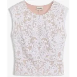 bonprix Pailletten-Topweiß 46Damen