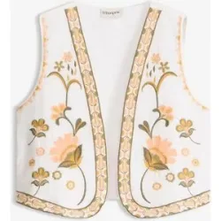bonprix Bestickte Weste aus luftigem Leinen-Mixbeige 48Damen