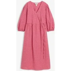 bonprix Baumwoll-Wickelkleid aus Seersuckerrot 46Damen