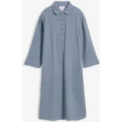 bonprix Hemdblusenkleid aus Musselinblau 42Damen