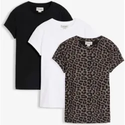 bonprix Shirt (3er Pack) aus Baumwoll-Elasthan-Mixweiß 44Damen