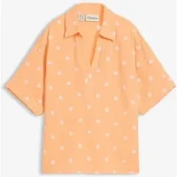 bonprix Weite Kurzarmbluse aus luftigem Musselinorange 44Damen