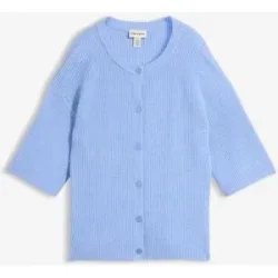 bonprix Lockere Strickjacke aus weichem Woll-Mixblau 48Damen