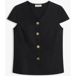 bonprix Kurzarmbluse aus Baumwolleschwarz 54Damen