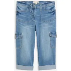 bonprix Cargo Jeans, Mid Waist, Stretchblau 38Damen