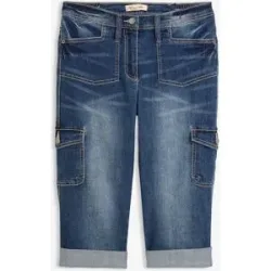 bonprix Cargo Jeans, Mid Waist, Stretchblau 48Damen