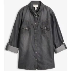 bonprix Jeansbluse aus reiner Bio-Baumwolleschwarz 38Damen