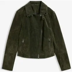 bonprix Biker-Velourslederjackegrün 48Damen
