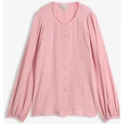 bonprix Musselin-Oversize-Bluse aus reiner Baumwollerosa 52Damen