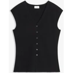 bonprix Strick-Weste mit V-Ausschnittschwarz 48Damen