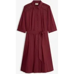 bonprix Popeline Hemdblusenkleid aus Baumwoll-Mixrot 40Damen
