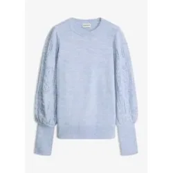 bonprix Strickpullover Ballonärmel mit tollem Ajourmuster und extra breitem Strickbündchen