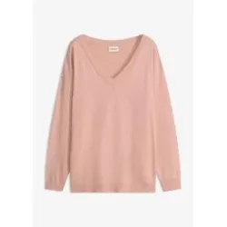 bonprix Strickpullover kuschelweiches Material, Oversize-Passform, V-Ausschnitt