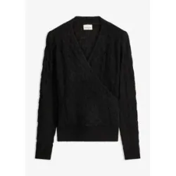bonprix Strickpullover im tollen Ajour-Strick, Wickeloptik, bequeme Passform
