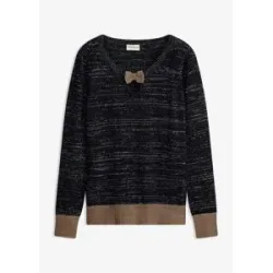 bonprix Strickpullover mit metallisierten Fasern, mit Cut-Out und dekorativer Schleife