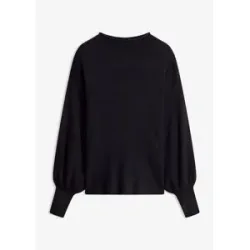 bonprix Strickpullover mit Ballonärmelnschwarz 36Damen