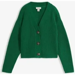 bonprix Grobstrickjacke aus reiner Baumwollegrün 44Damen