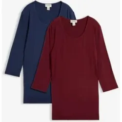 bonprix Shirt doppellagig vorn aus softem Viskose-Mix (2er Pack)blau 36Damen