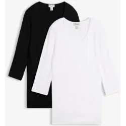 bonprix Shirt doppellagig vorn aus softem Viskose-Mix (2er Pack)schwarz 52Damen