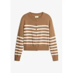bonprix Verkürzte Strickjacke aus Baumwoll-Mixbraun 36Damen