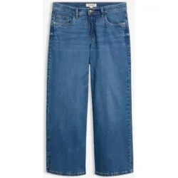bonprix Wide-Leg-Jeans Mid Waist, croppedblau 48Damen