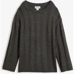 bonprix Oversize-Pullover aus Rippstrickgrau 36Damen