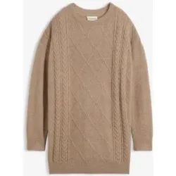 bonprix Strickpullover mit tollem Zopfmuster, lässige Oversized Passform, Melange-Optik
