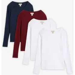 bonprix Rippshirt aus reiner Bio-Baumwolle  (4er Pack)blau 48Damen
