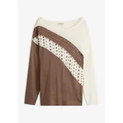 bonprix Longpullover mit Applikationbraun 40Damen