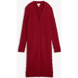 bonprix Longstrickjacke mit weichem Wollanteilrot 36Damen
