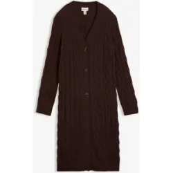 bonprix Longstrickjacke mit weichem Wollanteilbraun 48Damen