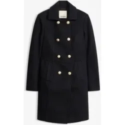 bonprix Kurzmantel in Wool-Optikschwarz 38Damen