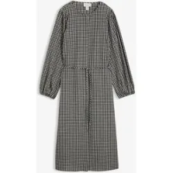 bonprix Kariertes Midikleid mit Bindegürtelweiß 52Damen
