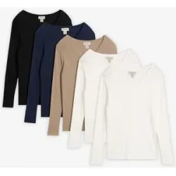 bonprix Rippshirt aus reiner Bio-Baumwolle (5er Pack)schwarz 48Damen