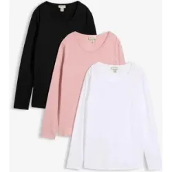 bonprix Langarmshirt aus reiner Bio-Baumwolle (3er Pack)schwarz 40Damen
