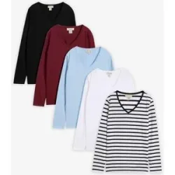 bonprix Langarmshirt (5er Pack)schwarz 44Damen
