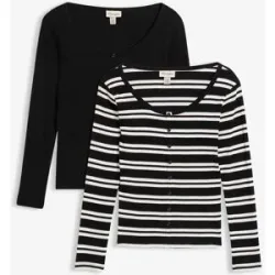bonprix Ripp-Shirt aus Bio-Baumwolleschwarz 48Damen