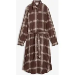 bonprix Flanell-Midikleid aus reiner Baumwollebraun 54Damen