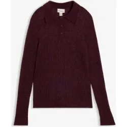 bonprix Polopullover aus weichem Ajour-Strickrot 36Damen