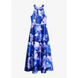 bonprix Maxikleid aus glänzendem Satinblau 42Damen