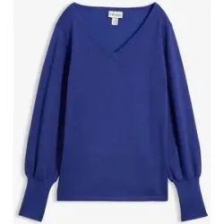 bonprix Strickpullover Viskosemischung, Ballonärmel, V-Ausschnitt