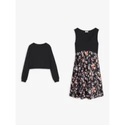 bonprix Set aus Umstands- und Stillkleid mit Sweatshirt (2-teiliges Set)schwarz 52Damen