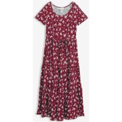 bonprix Maxikleid aus reiner Baumwolle, Loose Fit, Kurzarm-Design, mit Allover-Muster