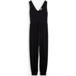 bonprix Jumpsuit bequeme Passform, ohne Ärmel, tiefer V-Ausschnitt