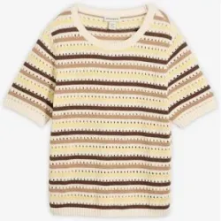 bonprix Ajour-Strickshirt aus Baumwoll-Mixweiß 52Damen