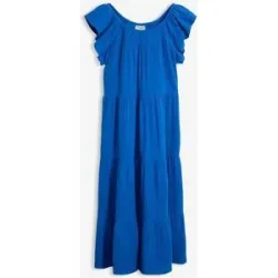 bonprix Baumwoll-Midikleid aus luftigem Musselinblau 54Damen