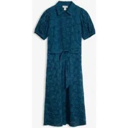 bonprix Lochstickerei-Blusenkleid aus reiner Baumwollepetrol 44Damen