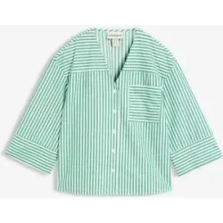 bonprix Gestreifte Bluse aus reiner Baumwollegrün 44Damen
