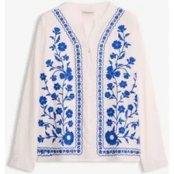 bonprix Bluse aus reiner Baumwolle mit Stickereiweiß 52Damen