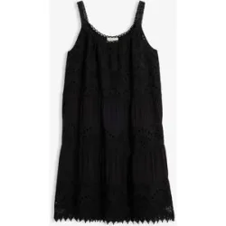 bonprix Trägerkleid aus Viskose mit Spitzeschwarz 44Damen